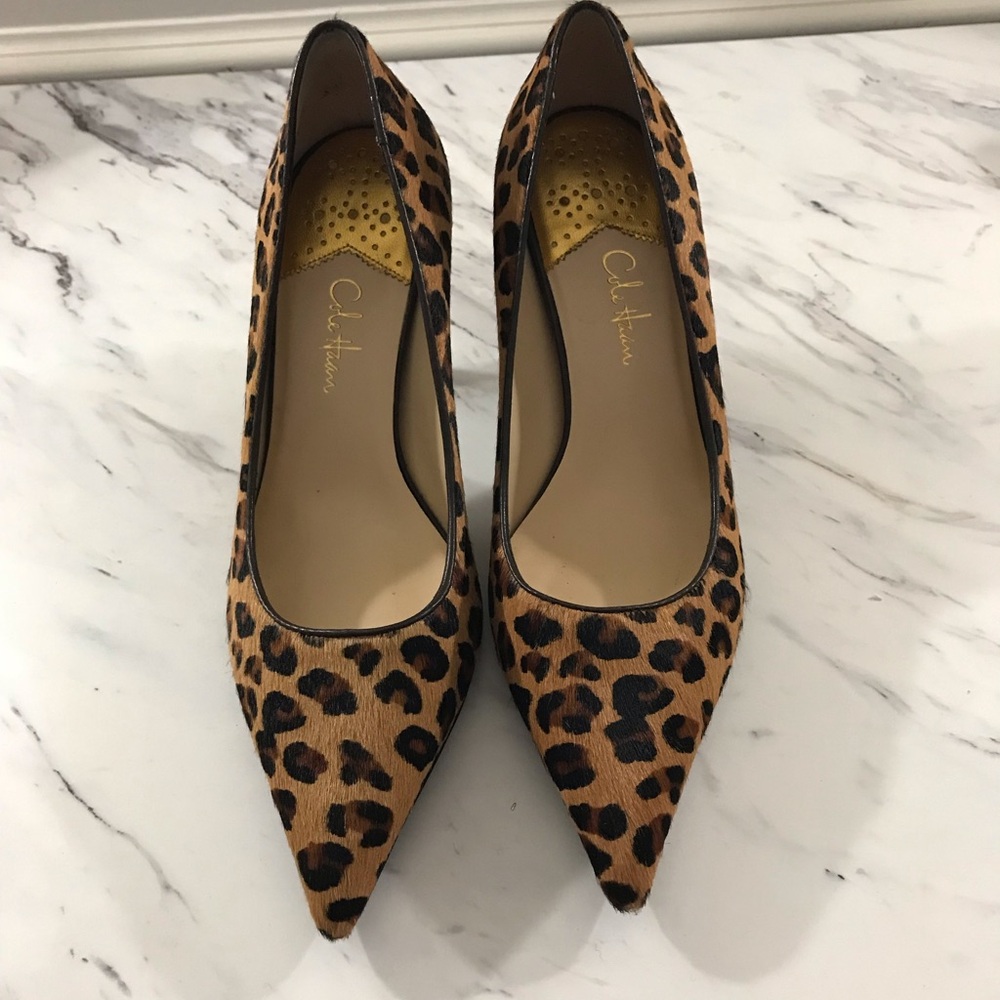 Cole Haan x Nike Air Collaboration Women’s Pony Hair Cheetah Print Heels.